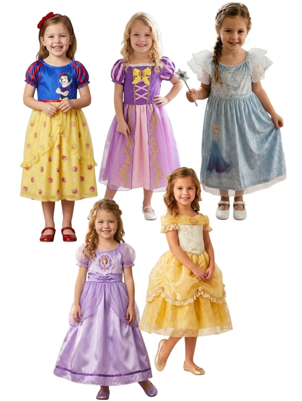 6 Disney Princess Dress Costumes Size 5/6 - Picture 1 of 7